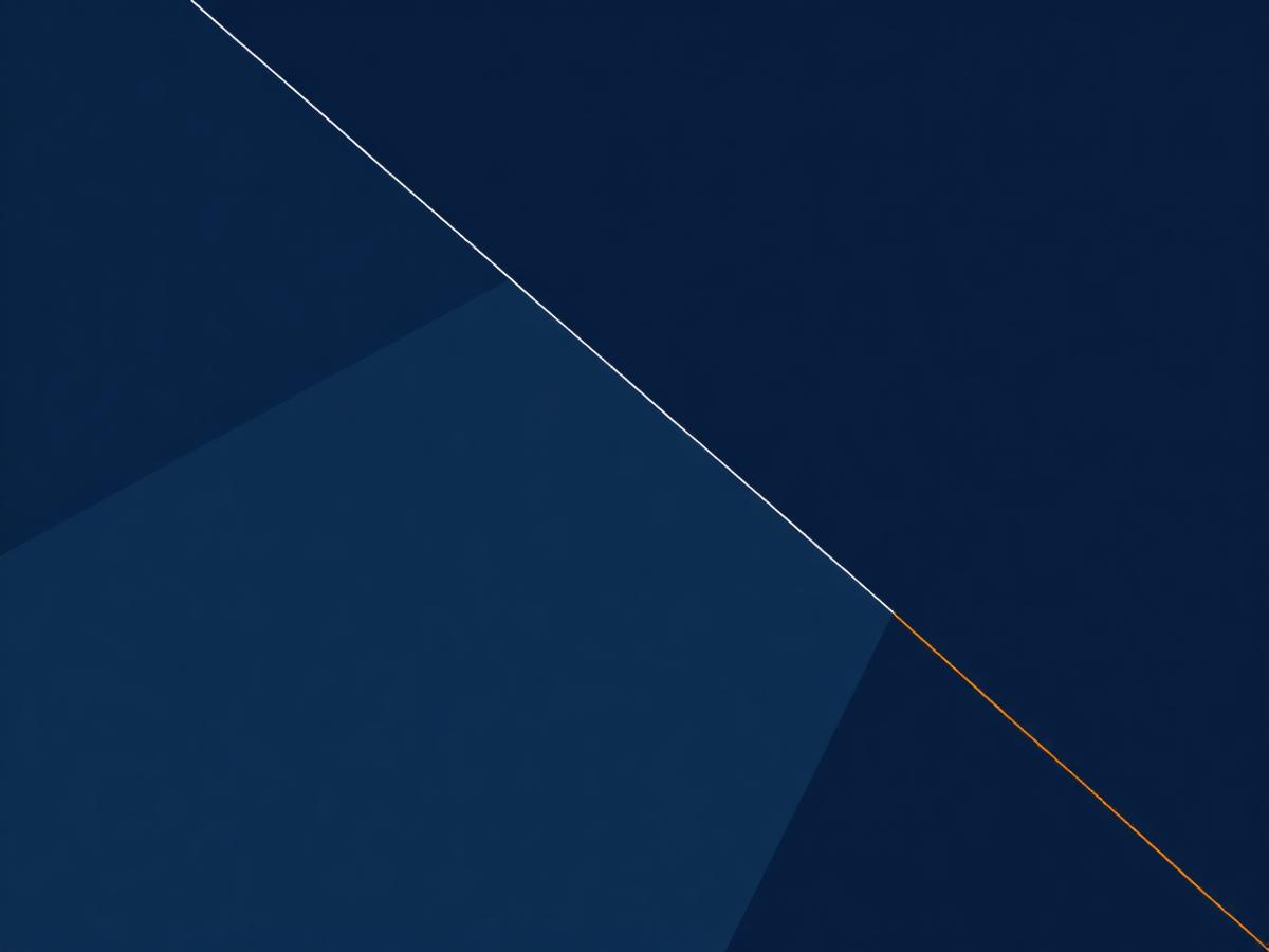 Composición gráfica abstracta en azul marino con un trazo naranja, identidad visual de NIVO
